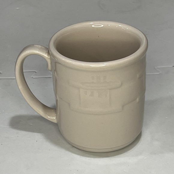 Longaberger Pottery Coffee Mugs Woven Traditions Set 2 USA Vintage Cream Green - Picture 6 of 12